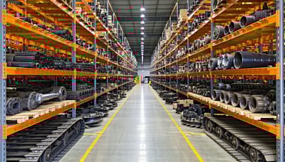 A warehouse with heavy machinery & equipment storage.